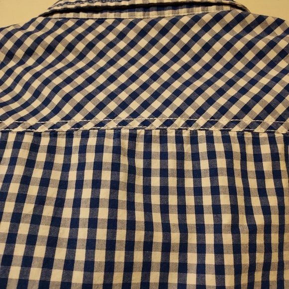 PD&C Mens Blue White Check Long Sleeved Button Up Shirt Size Large Cotton - Picture 8 of 13